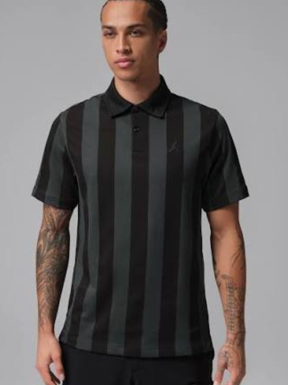 Jordan Men’s Black Gray Striped Golf Polo Shirt M NWT
